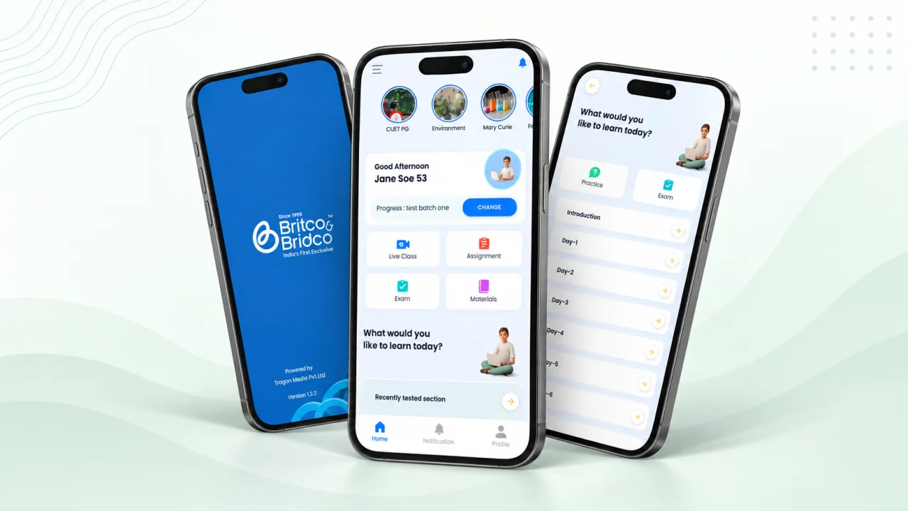 Britco & Bridco learning app screens