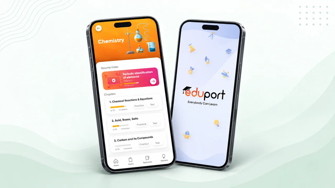 Eduport chemistry lessons and app welcome screens